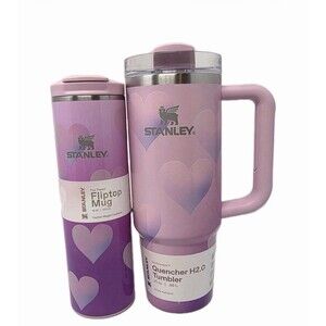 Stanley Valentine Hearts Bundle 40oz Quencher H2.0 + Flip Top Mug Pink Target